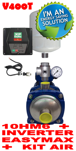 Kit autoclave silenzioso per casa fino a 7 piani (max 12 appartamenti) completo di elettropompa Lowara 10HM6 - raccordi - Kit Air - Kit aspirazione e Inverter murale EASYMAX TT